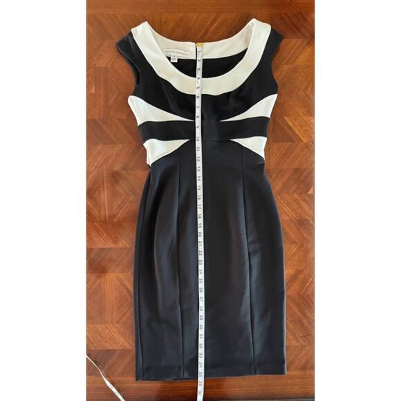 Maggy London Black White Sheath Dress Size 4 Colorblock Sleeveless - Picture 6 of 12